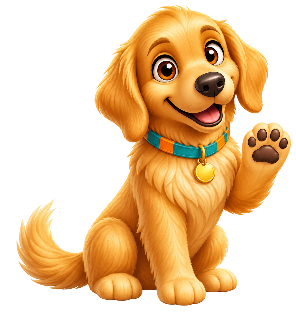 Sam, o mascote Golden Retriever do jogo